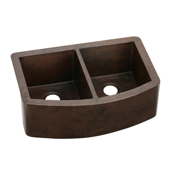 Copper 33 X 22 X 10-1/2 Equal Double Bowl Farmhouse Sink